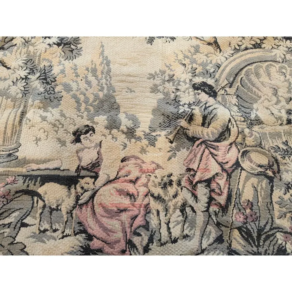 Large French/Belgian Jacquard Woven Pastoral Wall Tapestry 66” x 49”